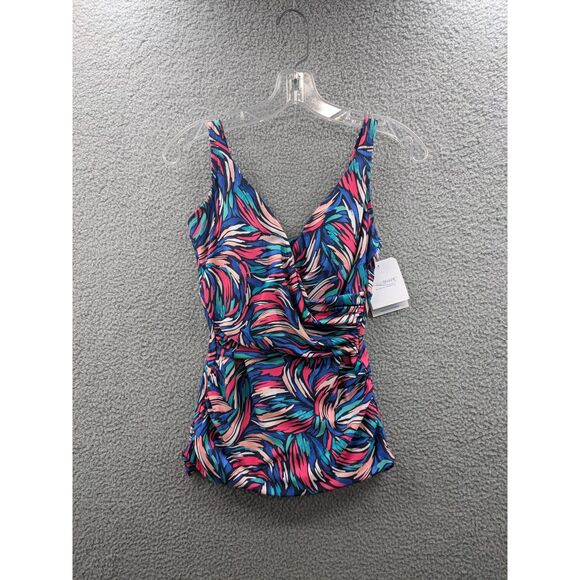 *NEW* Dolfin Aquashape Women's Wrap Front Tankini Top Bliss Print sz Small - Picture 1 of 13